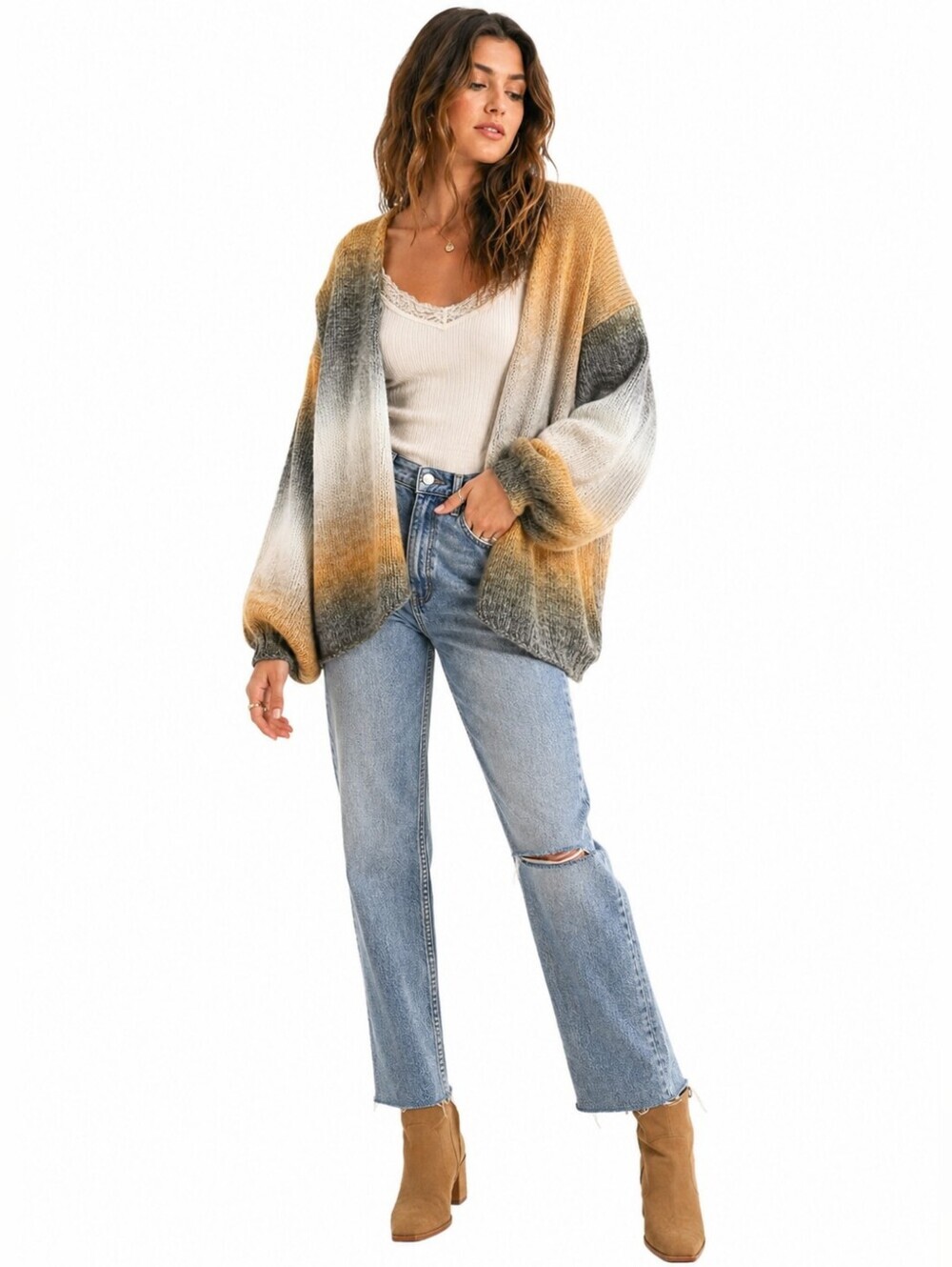 NWT Women's Ninexis Cardigan Size S/M Yellow and Gray